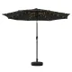 Instahut 2.9m Black Outdoor Market Umbrella with LED String Lights, Water-Resistant Polyester Canopy & Tilt Mechanism