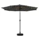 Instahut 2.9m Charcoal Outdoor Market Umbrella with LED String Lights, Tilt Feature, and Durable Steel Frame