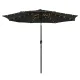 Instahut 2.9m Outdoor Market Umbrella with LED String Lights, Black Polyester Canopy, Adjustable Tilt, Steel Frame