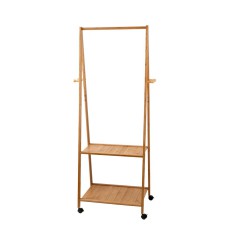 Artiss Bamboo Clothes Rack Airer Coat Stand with Wheels - 2-Tier Shelves, 4 Hooks, 165x59cm, Mould-Resistant Finish Artiss Bamboo Clothes Rack Airer Coat Stand with Wheels - 2-Tier Shelves, 4 Hooks, 165x59cm, Mould-Resistant Finish