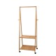 Artiss Bamboo Clothes Rack Airer Coat Stand with Wheels - 2-Tier Shelves, 4 Hooks, 165x59cm, Mould-Resistant Finish