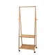 Artiss Bamboo Clothes Rack Airer Coat Stand with Wheels - 2-Tier Shelves, 4 Hooks, 165x59cm, Mould-Resistant Finish