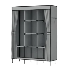 Artiss Large Portable Clothes Closet Wardrobe, Metal Frame, Non-Woven Fabric, Grey, 124x42x173 cm, DIY Assembly