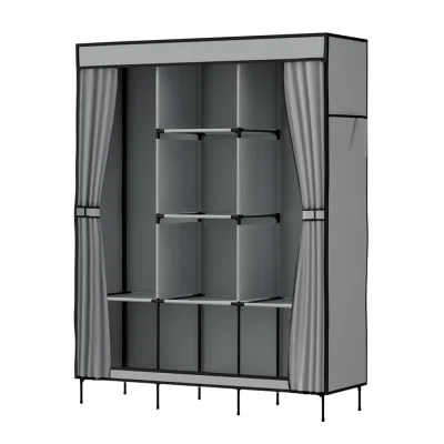 Artiss Large Portable Clothes Closet Wardrobe, Metal Frame, Non-Woven Fabric, Grey, 124x42x173 cm, DIY Assembly