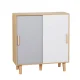 Artiss Shoe Cabinet MDF Rubberwood 90x34x97cm White Grey Pine 30 Pairs Sliding Doors Organiser Stylish Entryway