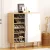 Artiss Shoe Cabinet MDF Rubberwood 90x34x97cm White Grey Pine 30 Pairs Sliding Doors Organiser Stylish Entryway