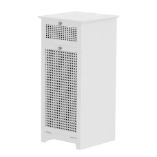 Artiss White Rattan Laundry Hamper Cabinet - Bathroom Storage with Tilt-Out Door, Drawer & Removable Basket, 40x41x90cm