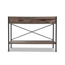Artiss Console Table 2 Drawers Walnut Marconi 100cm Rustic Hallway Entryway Table, Particle Board, Metal Legs, Shelf Artiss Console Table 2 Drawers Walnut Marconi 100cm Rustic Hallway Entryway Table, Particle Board, Metal Legs, Shelf