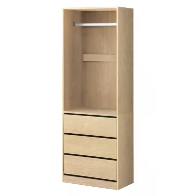 Artiss Pine Wardrobe Organiser: 3 Drawers, Metal Hanging Rail, 15mm Particle Board, Compact 60x48x185cm Design Artiss Pine Wardrobe Organiser: 3 Drawers, Metal Hanging Rail, 15mm Particle Board, Compact 60x48x185cm Design
