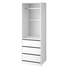 Artiss White Built-In Wardrobe Closet Organiser, 3 Drawers, Metal Rail, 15mm Particleboard, 60x48x185cm, Easy Assembly
