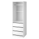 Artiss White Built-In Wardrobe Closet Organiser, 3 Drawers, Metal Rail, 15mm Particleboard, 60x48x185cm, Easy Assembly
