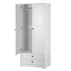 Artiss White Wardrobe Clothes Closet Storage Organiser - 2 Drawers, 2 Magnetic Doors, 76x50x181cm, Easy Assembly