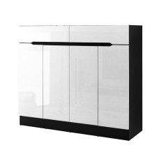 Artiss Shoe Rack Cabinet Storage, White, 120cm w/ Drawer – Adjustable Shelves, High-Gloss Front, Holds 24 Pairs