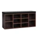 Artiss Shoe Rack Cabinet Bench - 10 Cube Walnut Storage with PU Leather Seat, Eco-Friendly, Easy Assembly