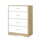 Artiss 4 Drawer Chest, Melamine Finish, White & Oak, 70x40x93cm - Stylish & Durable Storage Solution