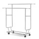 Artiss Double Rail Clothes Rack Airer - Adjustable Metal Coat Stand with Lockable Wheels, 60kg Capacity, Silver