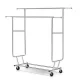 Artiss Double Rail Clothes Rack Airer - Adjustable Metal Coat Stand with Lockable Wheels, 60kg Capacity, Silver