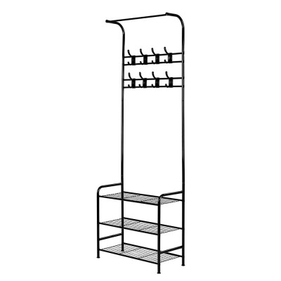 Artiss 179cm Metal Clothes Rack & Coat Stand - Stylish Black Hanger with 3-Tier Shelving & 8 Hooks for Versatile Storage Artiss 179cm Metal Clothes Rack & Coat Stand - Stylish Black Hanger with 3-Tier Shelving & 8 Hooks for Versatile Storage