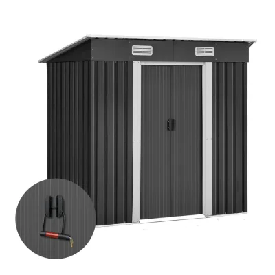 Giantz 1.94x1.21M Metal Garden Shed - Galvanised Steel, Sliding Doors, Ventilated, Weatherproof Outdoor Storage