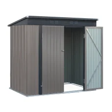 Giantz 1.95x1.31M Metal Garden Shed - Galvanised Steel, Double Doors, Sloped Roof, Weatherproof Outdoor Storage