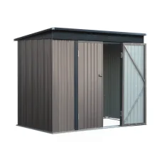 Giantz 2.31x1.31M Metal Garden Shed - Galvanised Steel, Double Doors, Weatherproof, Easy Assembly, Brown Outdoor Storage