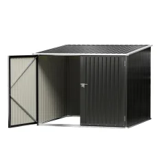 Giantz Metal Garden Shed 2.06x1.96M Outdoor Storage, Galvanised Steel, Lockable Double Doors, Weatherproof Black