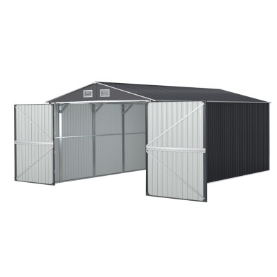 Giantz Garden Shed Outdoor Storage 3x5.38M Galvanised Steel Tool Workshop House with Lockable Door, Vents, Grey Giantz Garden Shed Outdoor Storage 3x5.38M Galvanised Steel Tool Workshop House with Lockable Door, Vents, Grey