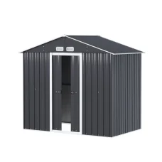 Giantz Garden Shed Outdoor Storage 2.15x1.3M, Galvanised Steel, Sliding Doors, Vents, Lock, Weatherproof, Grey