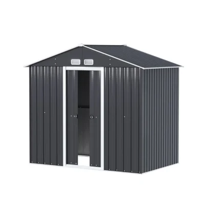Giantz Garden Shed Outdoor Storage 2.15x1.3M, Galvanised Steel, Sliding Doors, Vents, Lock, Weatherproof, Grey