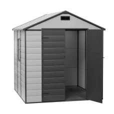 Giantz Garden Shed 2.15x2.14M Outdoor Storage, Steel Reinforced Polypropylene, Lockable, Vents, Grey/Black
