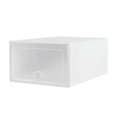 Artiss Abel Shoe Box Rack Set of 12 Stackable Shoe Storage Boxes, White, PP Plastic, Foldable, 33x23x14cm, Ventilated