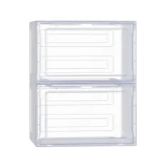 Artiss Stackable Shoe Box Set of 2 - Magnetic Door, PP Plastic, 2.5kg Capacity, 36x29x22cm, Easy Assembly, 1