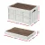 Gardeon 50L Collapsible Outdoor Storage Box, Stackable Folding Organiser with Durable Plywood Lid, Beige