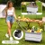 Gardeon 54L Collapsible Outdoor Storage Box with Wheels, Plywood Lid, Beige - Portable Folding Camping Organiser