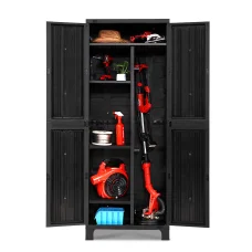 Gardeon 173cm Lockable Outdoor Storage Cabinet - Weather-Resistant, Adjustable Shelves, Durable Plastic, Black