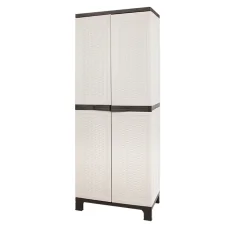 Gardeon Outdoor Storage Cabinet 173cm - Lockable, Weather-Resistant Rattan Beige Shed with Adjustable Shelves & Pegboard