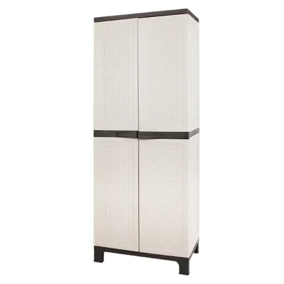 Gardeon Outdoor Storage Cabinet 173cm - Lockable, Weather-Resistant Rattan Beige Shed with Adjustable Shelves & Pegboard