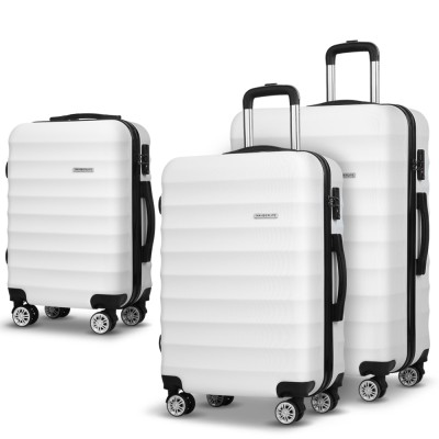 Wanderlite 3-Piece Luggage Trolley Set, ABS Hard Shell, Sizes 28" 24" 20", White, TSA Locks, Lightweight Spinner Wheels Wanderlite 3-Piece Luggage Trolley Set, ABS Hard Shell, Sizes 28" 24" 20", White, TSA Locks, Lightweight Spinner Wheels