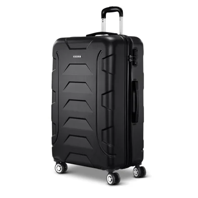 Wanderlite Luggage Trolley Set, ABS Hard Case, 28" Black, Lightweight, TSA Lock, 360° Wheels, 100L Capacity