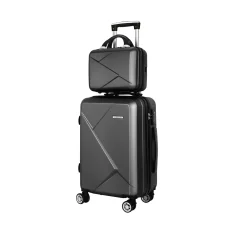 Wanderlite 2pc Luggage Set, ABS Hard Shell, 12" & 20", Black, TSA Lock, Lightweight Trolley with 360° Wheels