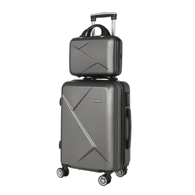 Wanderlite Luggage Set, ABS Hard Shell, 12" & 20" Trolley, Dark Grey, Lightweight, TSA Lock, 360° Wheels