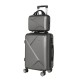 Wanderlite Luggage Set, ABS Hard Shell, 12" & 20" Trolley, Dark Grey, Lightweight, TSA Lock, 360° Wheels