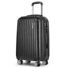 Wanderlite 24" Lightweight Black Luggage Trolley Set - Hard Case, TSA Lock, 360° Spinner Wheels, Durable ABS Material