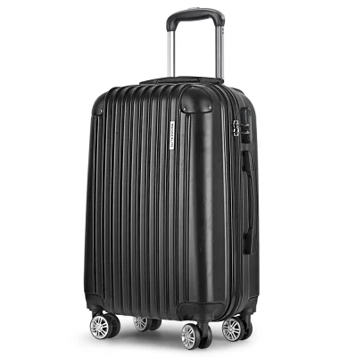 Wanderlite 24" Lightweight Black Luggage Trolley Set - Hard Case, TSA Lock, 360° Spinner Wheels, Durable ABS Material