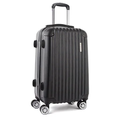 Wanderlite Luggage Trolley Travel Set, ABS Hard Case, 28" Black, Lightweight, TSA Lock, Smooth 360° Dual Wheels