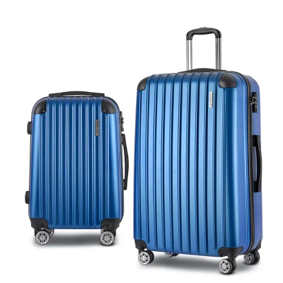 Wanderlite 2pc Luggage Trolley Set, ABS Hard Case, 20" & 28", Blue, Lightweight, TSA Lock, Dual Wheels, Travel Ready