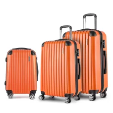 Wanderlite 3pc Luggage Trolley Set, ABS Hard Case, 20"/24"/28", Orange, Lightweight, TSA Lock, Dual Spinner Wheels