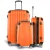 Wanderlite 3pc Luggage Trolley Set, ABS Hard Case, 20"/24"/28", Orange, Lightweight, TSA Lock, Dual Spinner Wheels
