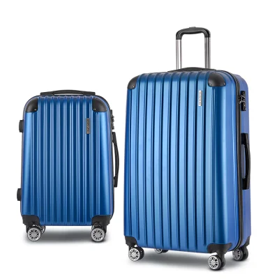 Wanderlite 2pcs Luggage Trolley Set, ABS Hard Case, 20" & 28", Lightweight, Blue, Smooth Wheels, TSA Locks