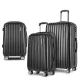 Wanderlite Luggage Set 3pc, ABS Hardcase, 20" 24" 28" Suitcase, Black, Lightweight, Secure Travel Trolley Spinner